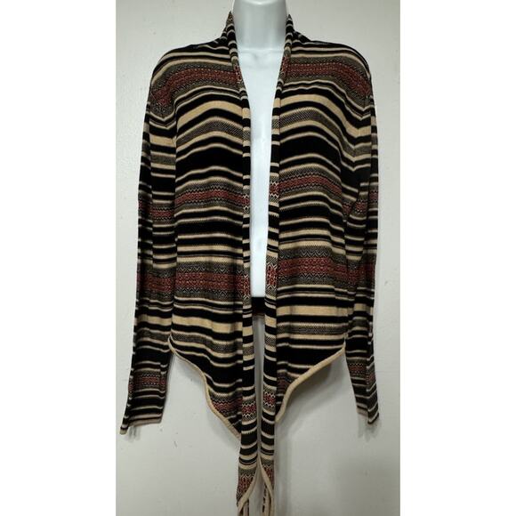 Chaps Sweater Women’s size XL Southwestern Tie Front Striped Shrug Cardigan NEW - Picture 1 of 9